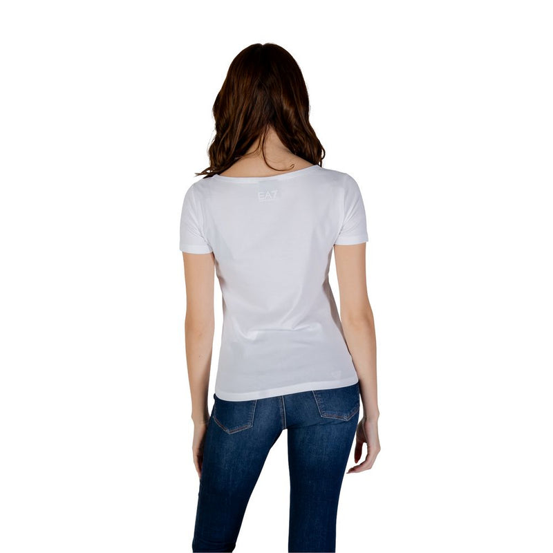EA7 Emporio Armani Women's White Cotton T-Shirt - Stylish Comfort