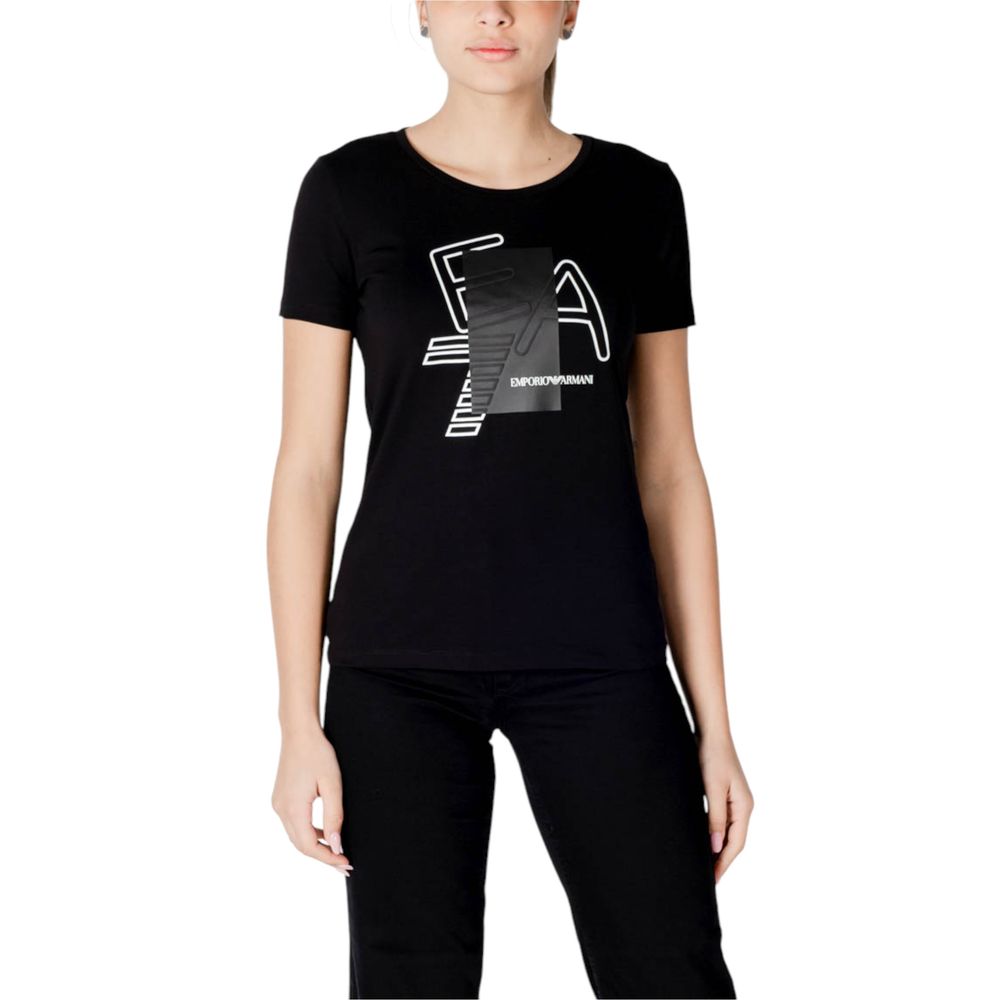 EA7 Emporio Armani T-Shirt Noir en Coton pour Femmes - Modèle 7W000187 AF10373