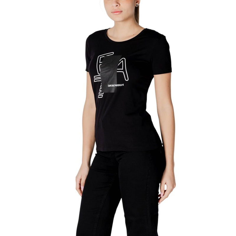 EA7 Emporio Armani Black Cotton T-Shirt for Women - Model 7W000187 AF10373