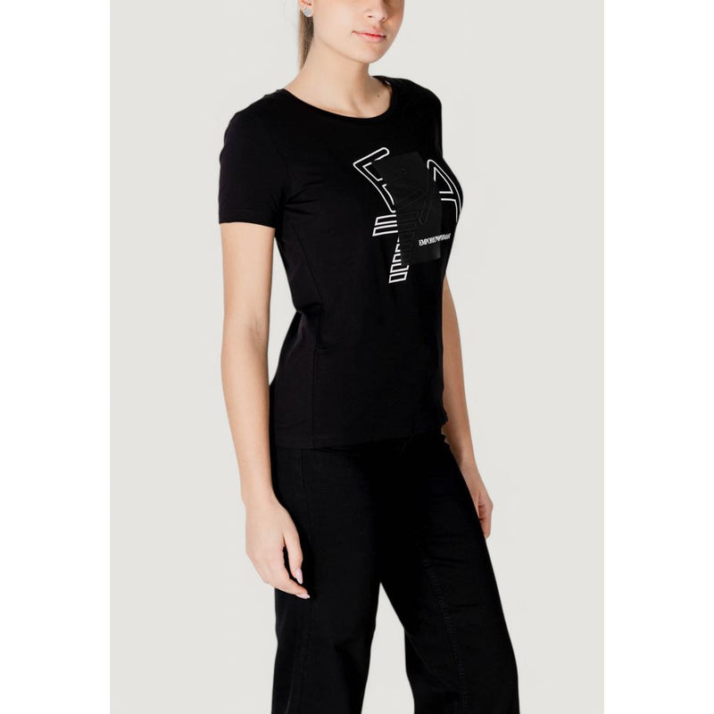 EA7 Emporio Armani Black Cotton T-Shirt for Women - Model 7W000187 AF10373