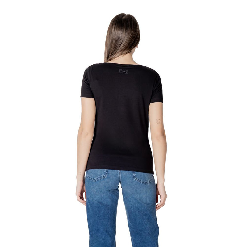 EA7 Emporio Armani T-Shirt Noir en Coton pour Femmes