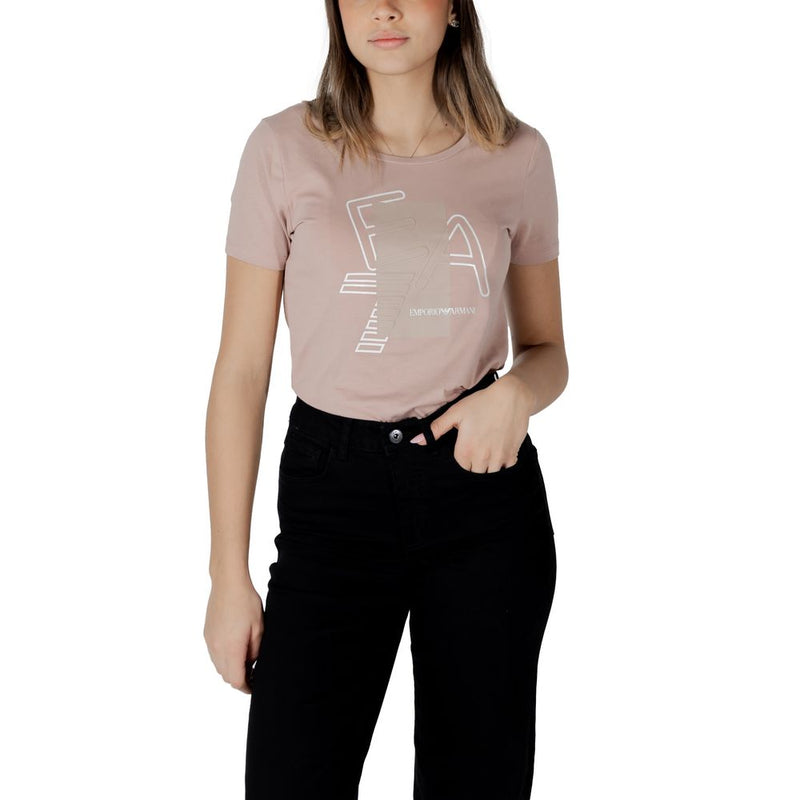 EA7 Emporio Armani Women's Pink Cotton T-Shirt - Model 7W000187