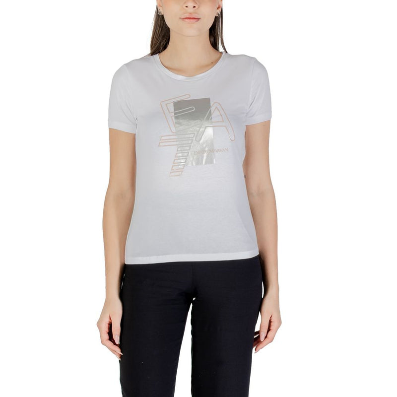 EA7 Emporio Armani Women's White Cotton T-Shirt - Model 7W000187 AF10373