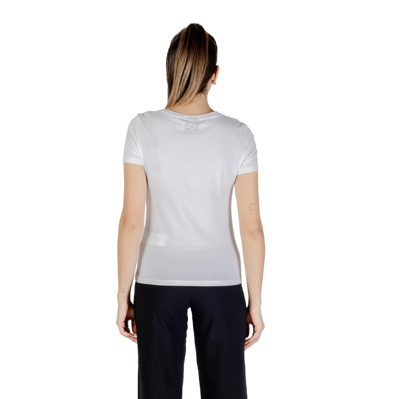 EA7 Emporio Armani Women's White Cotton T-Shirt - Model 7W000187 AF10373