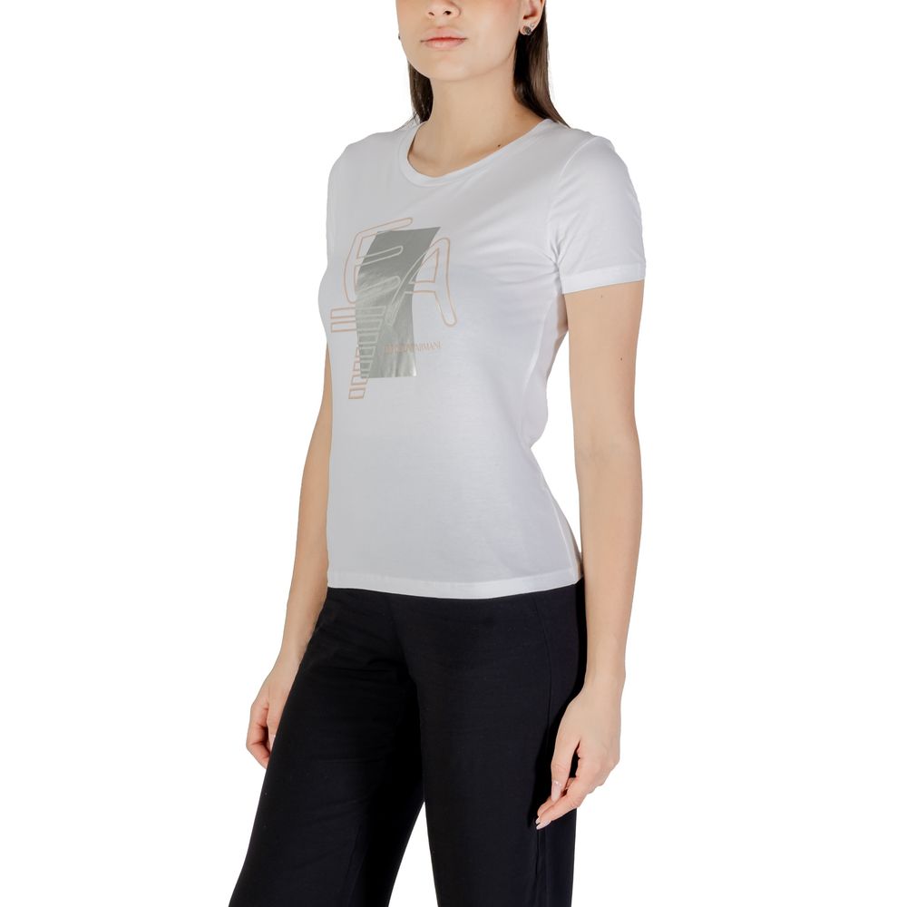 EA7 Emporio Armani Women's White Cotton T-Shirt - Model 7W000187 AF10373