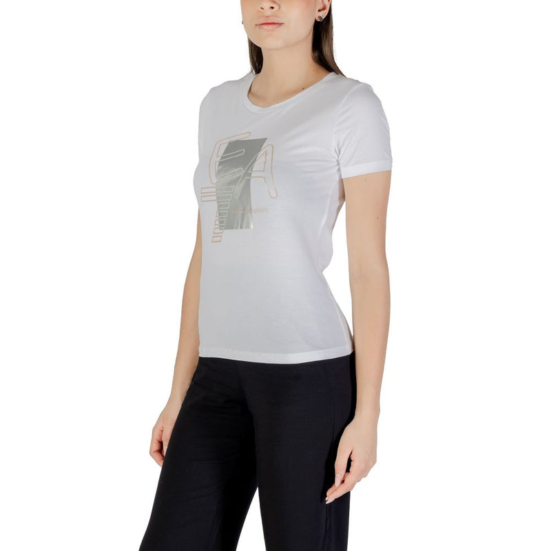 EA7 Emporio Armani Women's White Cotton T-Shirt - Model 7W000187 AF10373