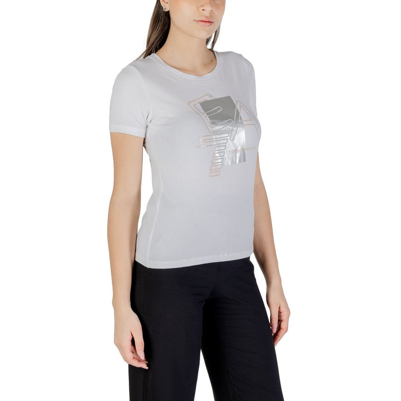 EA7 Emporio Armani Women's White Cotton T-Shirt - Model 7W000187 AF10373