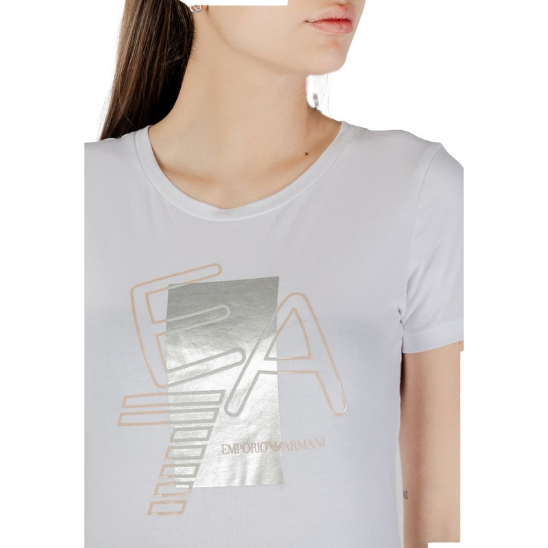 EA7 Emporio Armani Women's White Cotton T-Shirt - Model 7W000187 AF10373