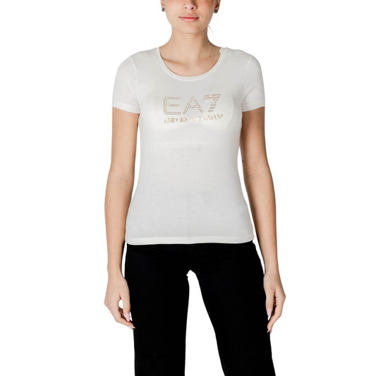 T-shirt en modal crème EA7 Emporio Armani