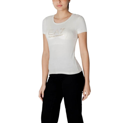 T-shirt en modal crème EA7 Emporio Armani