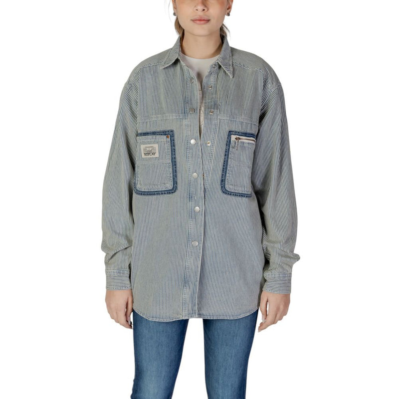 Replay W2188.000.850 89A Blouse en Coton Bleu pour Femme