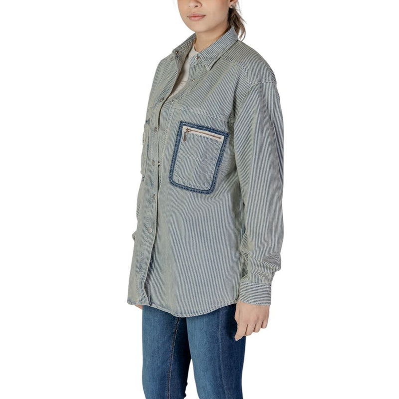 Replay W2188.000.850 89A Blouse en Coton Bleu pour Femme