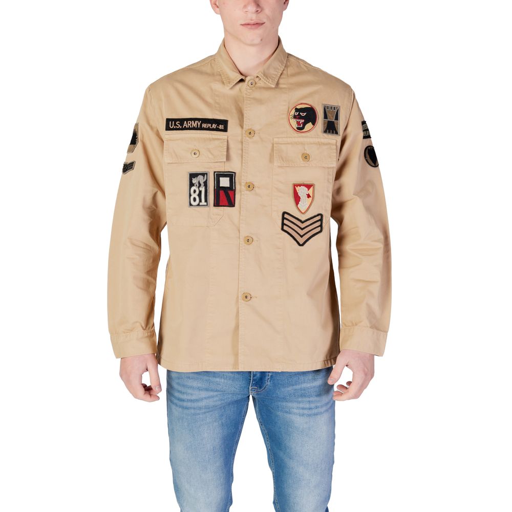 Replay M8445A Beige Cotton Shirt for Men