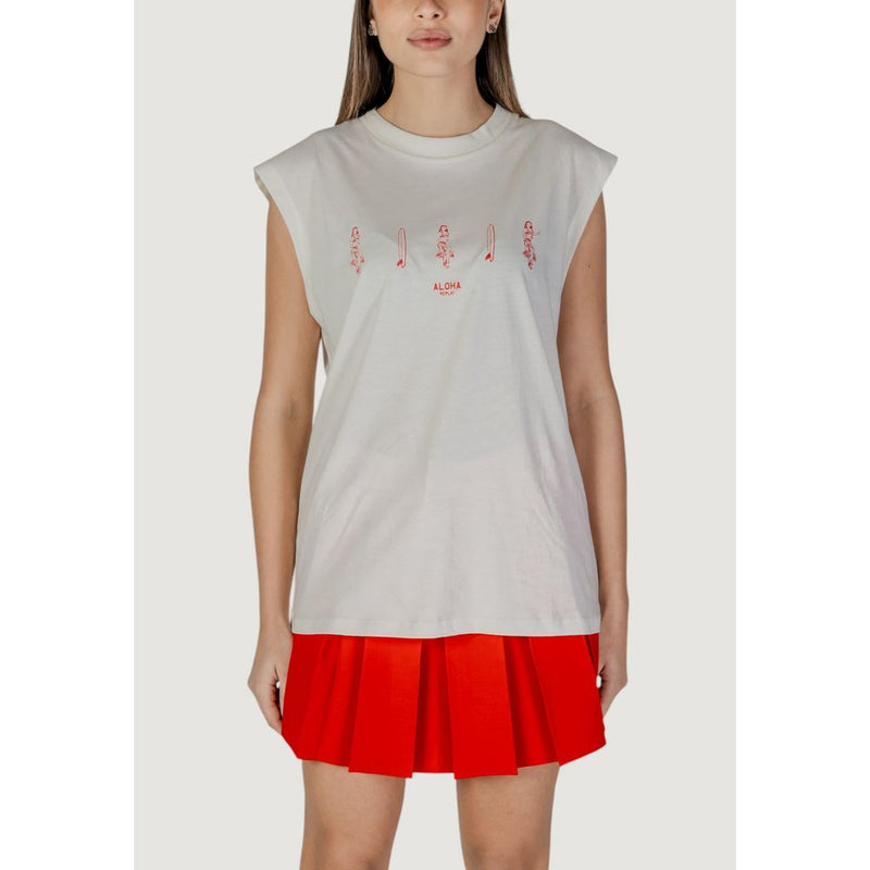 Replay W3409C.000.20994 Top en Coton Crème pour Femmes