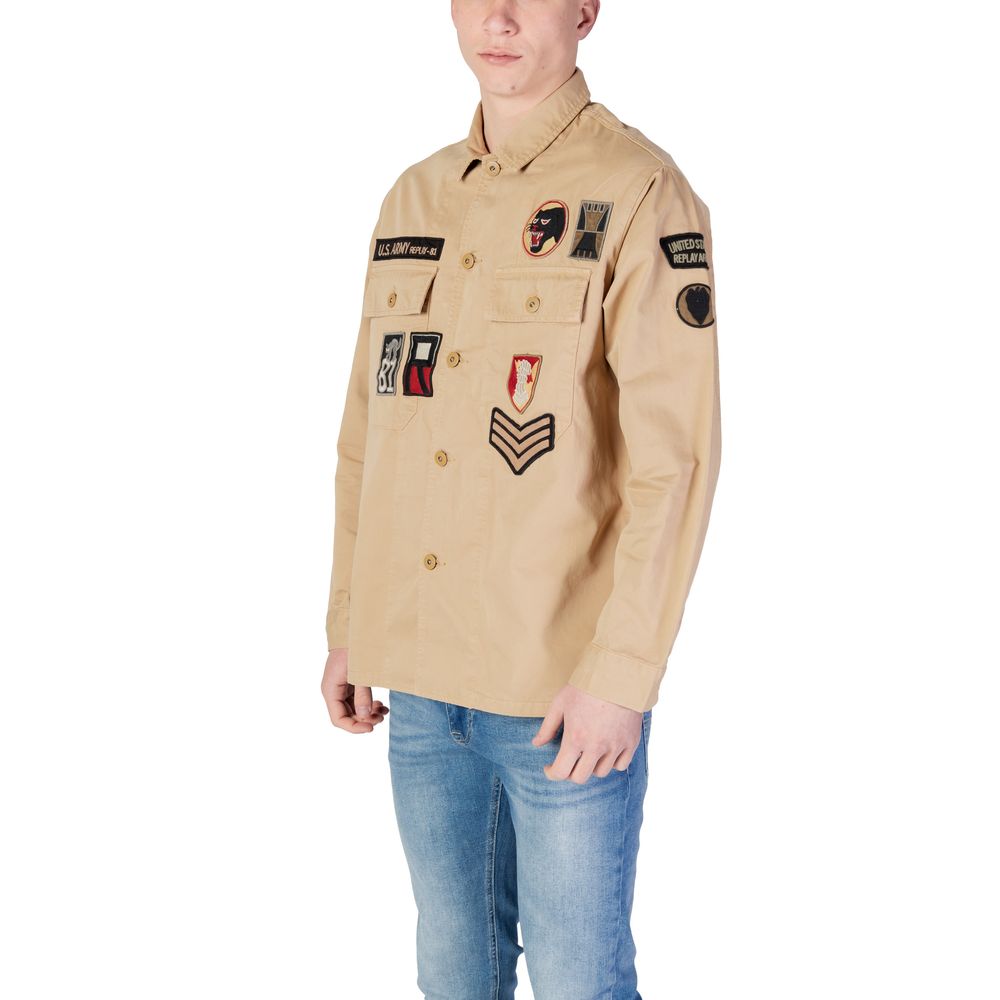 Replay M8445A Beige Cotton Shirt for Men
