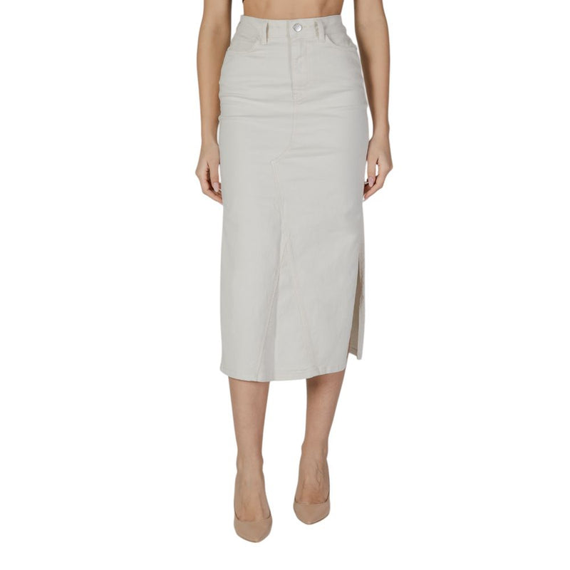 Vila Clothes Vinus Hw Midi Skirt in Cream - Chic & Sustainable