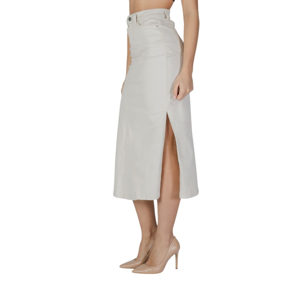 Vila Clothes Vinus Hw Midi Skirt in Cream - Chic & Sustainable