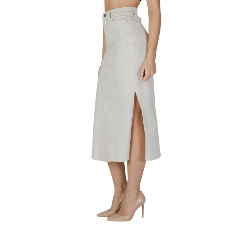 Vila Clothes Vinus Hw Midi Skirt in Cream - Chic & Sustainable