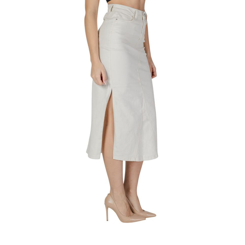 Vila Clothes Vinus Hw Midi Skirt in Cream - Chic & Sustainable