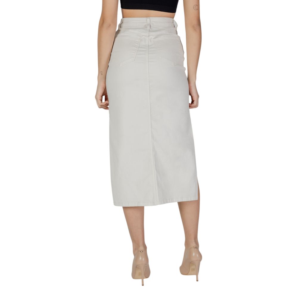 Vila Clothes Vinus Hw Midi Skirt in Cream - Chic & Sustainable