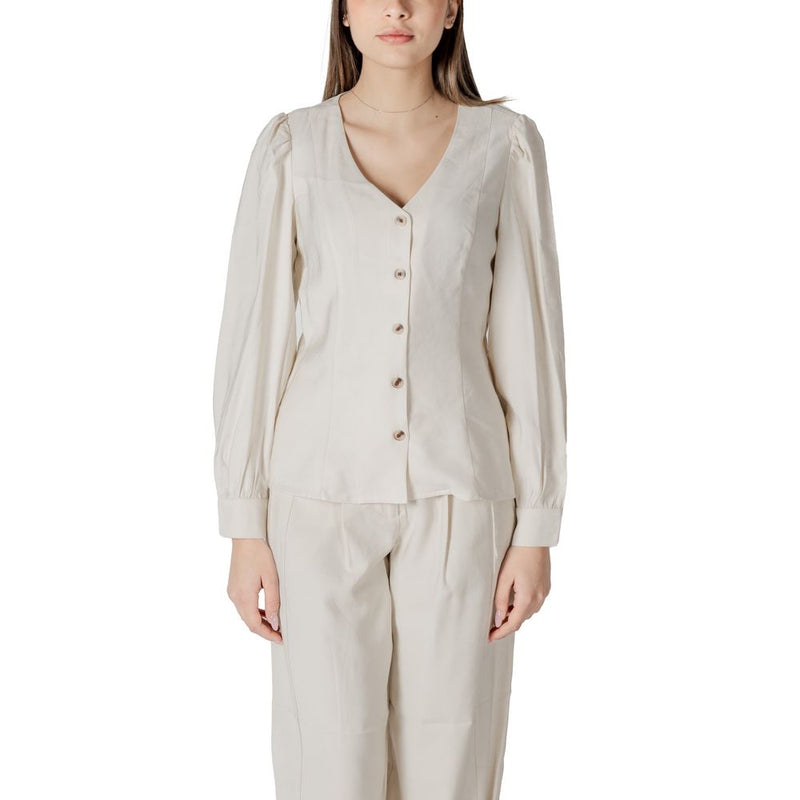Vila Clothes Vimulli V-Neck L/S Top - Elegant Cream Blouse