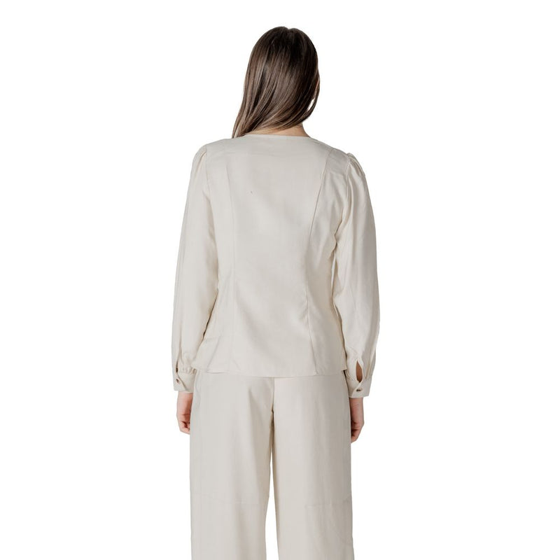 Vila Clothes Vimulli V-Neck L/S Top - Elegant Cream Blouse