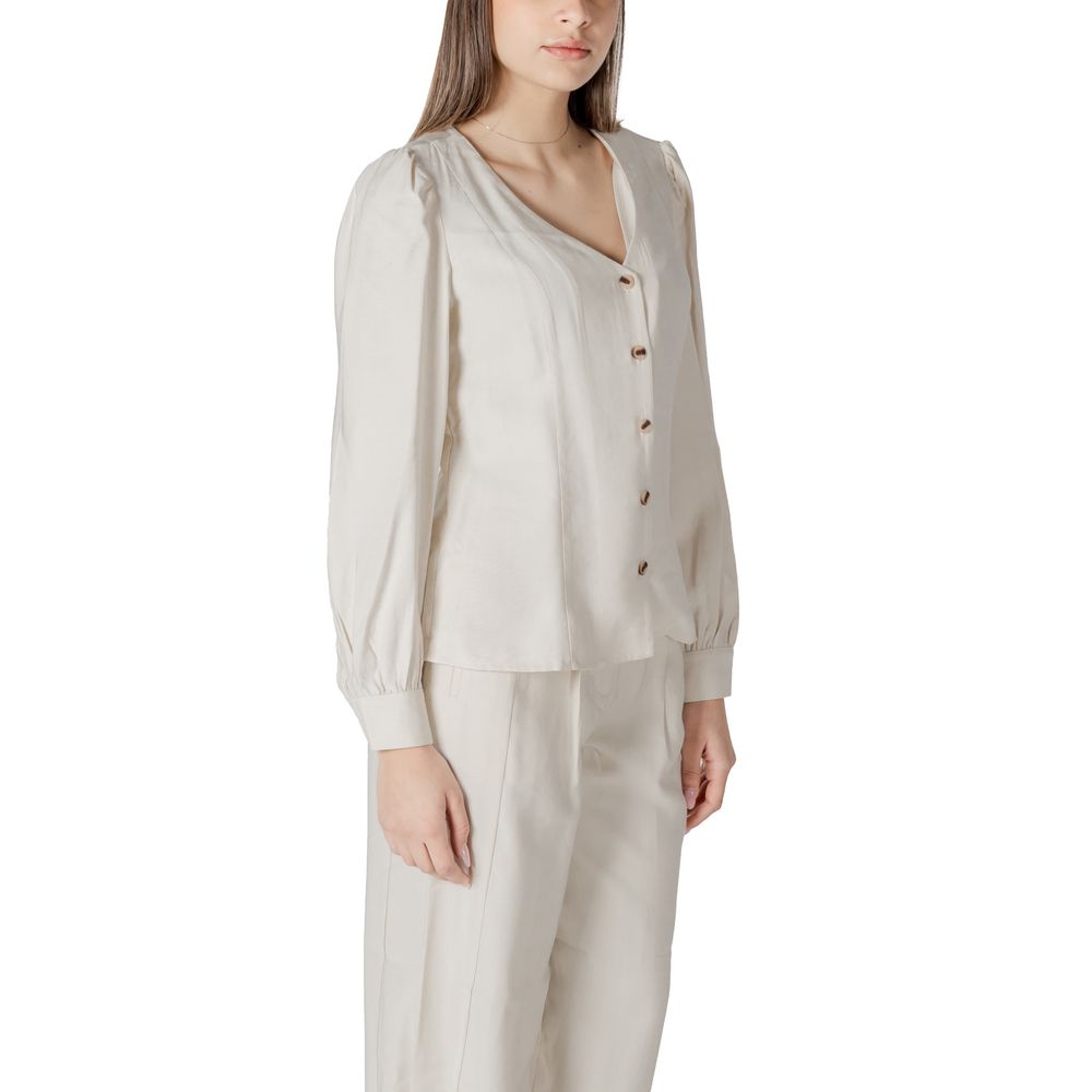 Vila Clothes Vimulli V-Neck L/S Top - Blouse Élégante Crème
