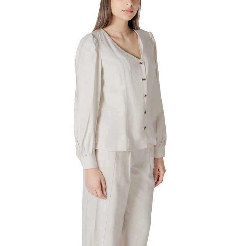 Vila Clothes Vimulli V-Neck L/S Top - Elegant Cream Blouse
