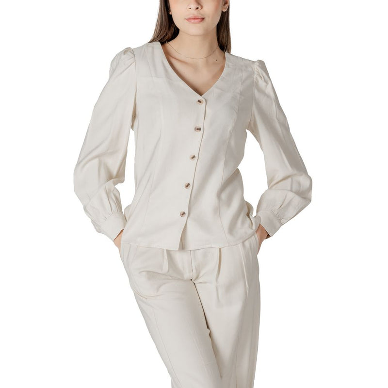 Vila Clothes Vimulli V-Neck L/S Top - Elegant Cream Blouse