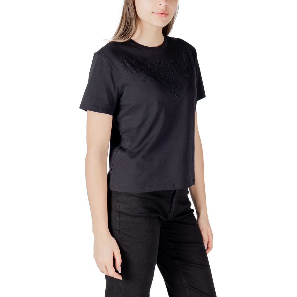 T-shirt en coton noir Jacqueline De Yong avec broderie anglaise