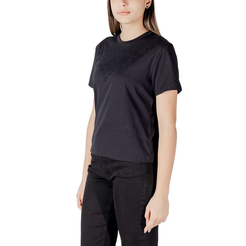 T-shirt en coton noir Jacqueline De Yong avec broderie anglaise
