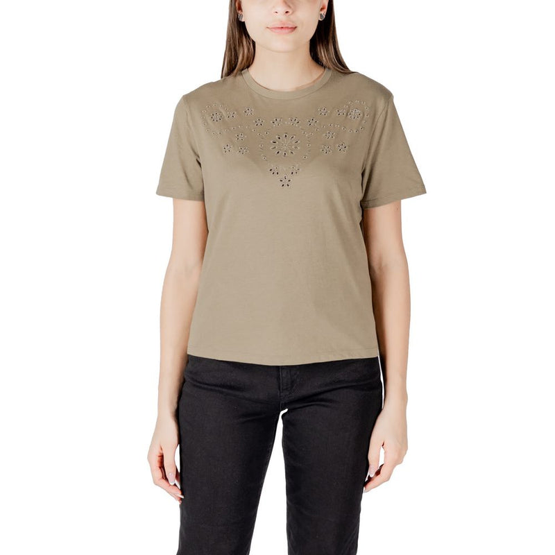 T-shirt Vert Jacqueline De Yong Jdycif avec Broderie Anglaise