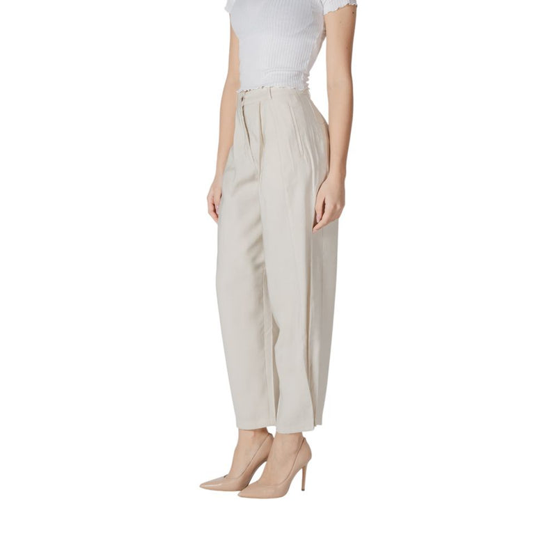 Vila Clothes Vimulli Cream Viscose Palazzo Trousers - Elegant & Versatile