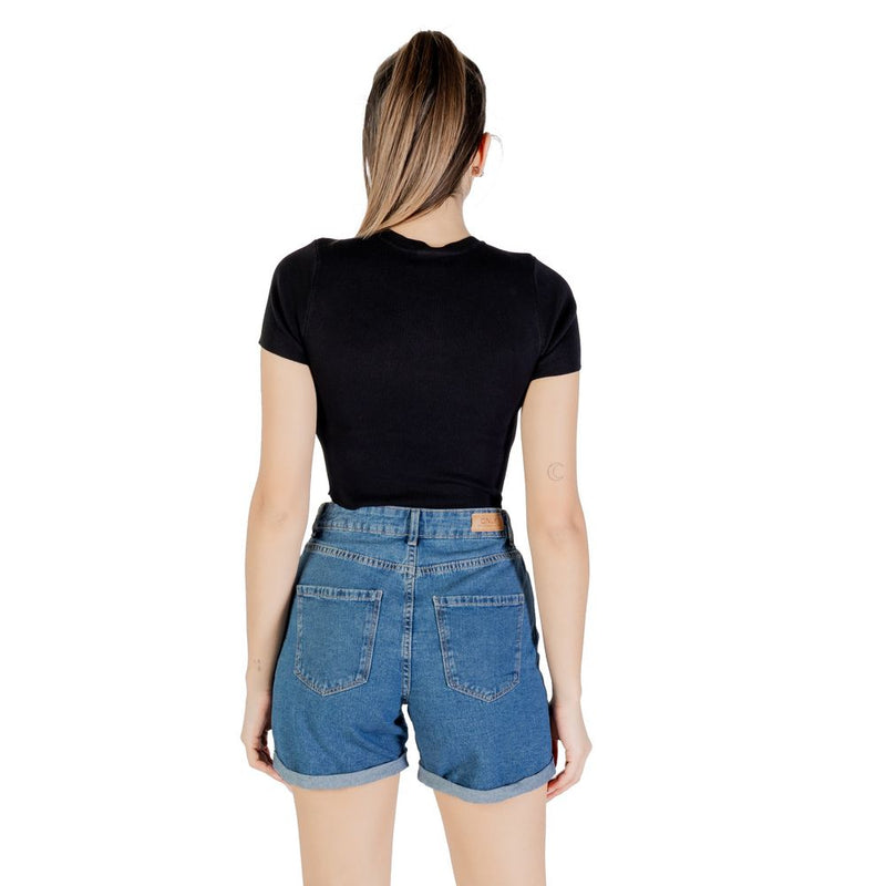 Jacqueline De Yong Black Viscose Sweater - Short Sleeve Crop Top