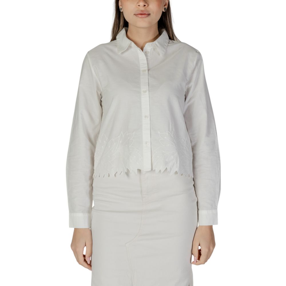 Jacqueline De Yong Jdynola Blouse Blanche en Coton avec Broderie Florale