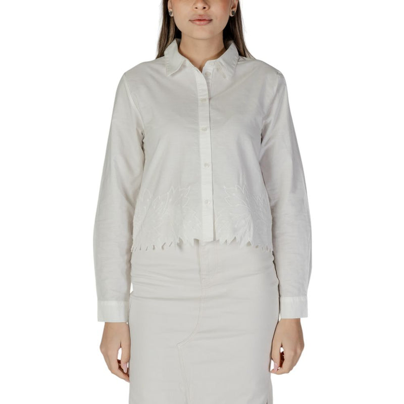 Jacqueline De Yong Jdynola Blouse Blanche en Coton avec Broderie Florale