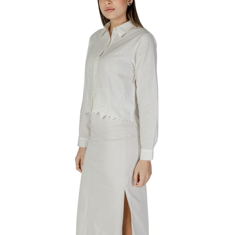 Jacqueline De Yong Jdynola Blouse Blanche en Coton avec Broderie Florale