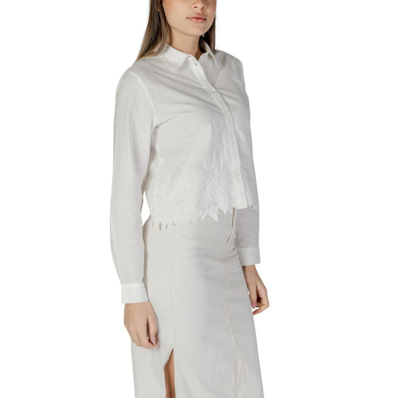 Jacqueline De Yong Jdynola Blouse Blanche en Coton avec Broderie Florale