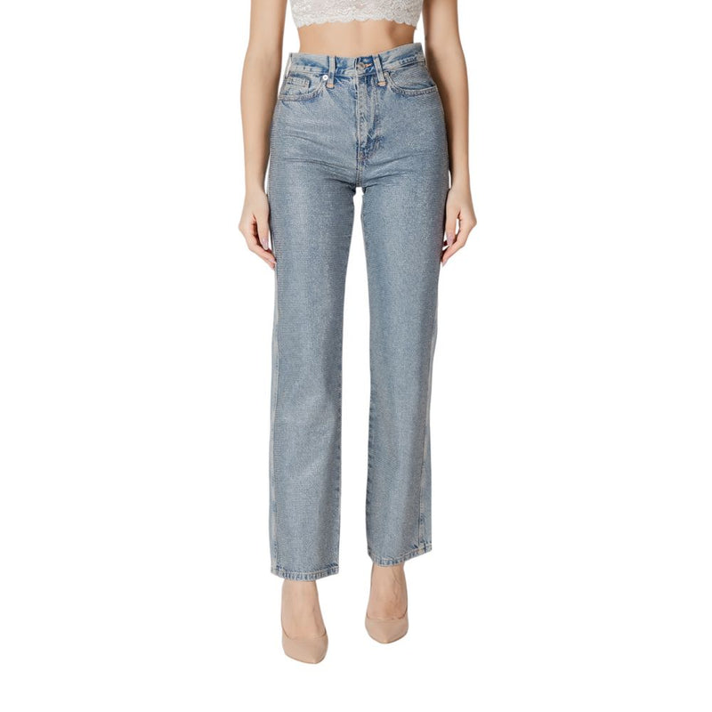Only Onlhollywood-Riley Crys Hw S Red Dnm Cro Mom Jeans - Blue