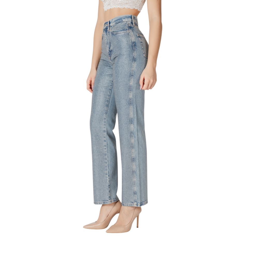 Only Onlhollywood-Riley Crys Hw S Red Dnm Cro Mom Jeans - Blue
