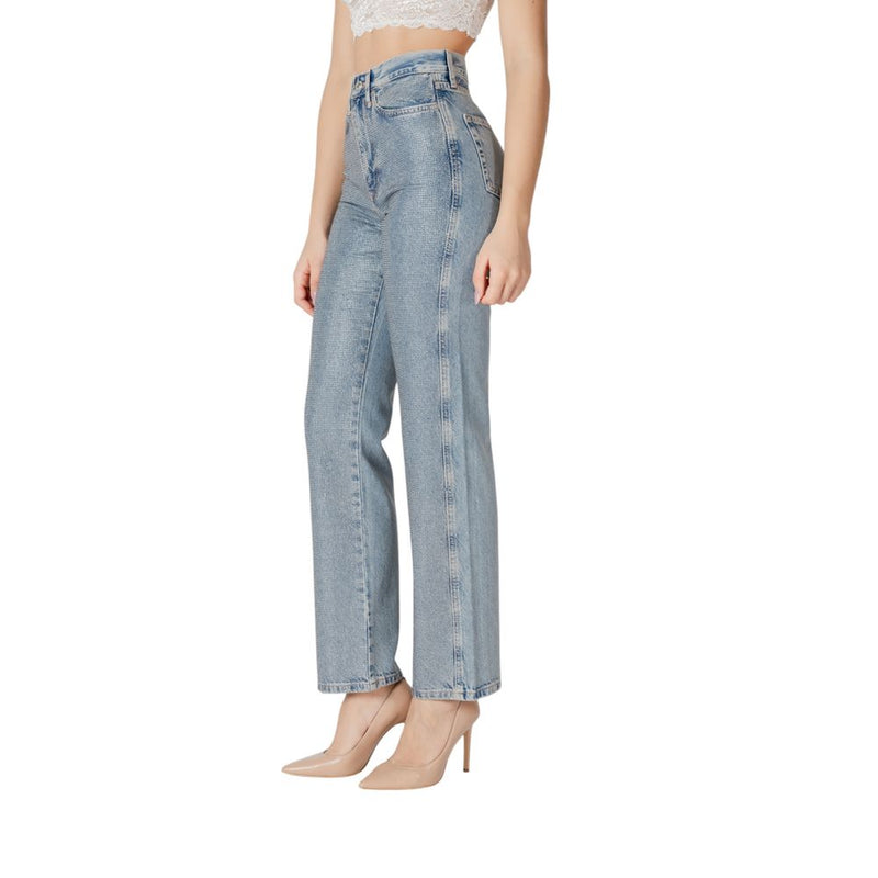 Only Onlhollywood-Riley Crys Hw S Red Dnm Cro Mom Jeans - Blue