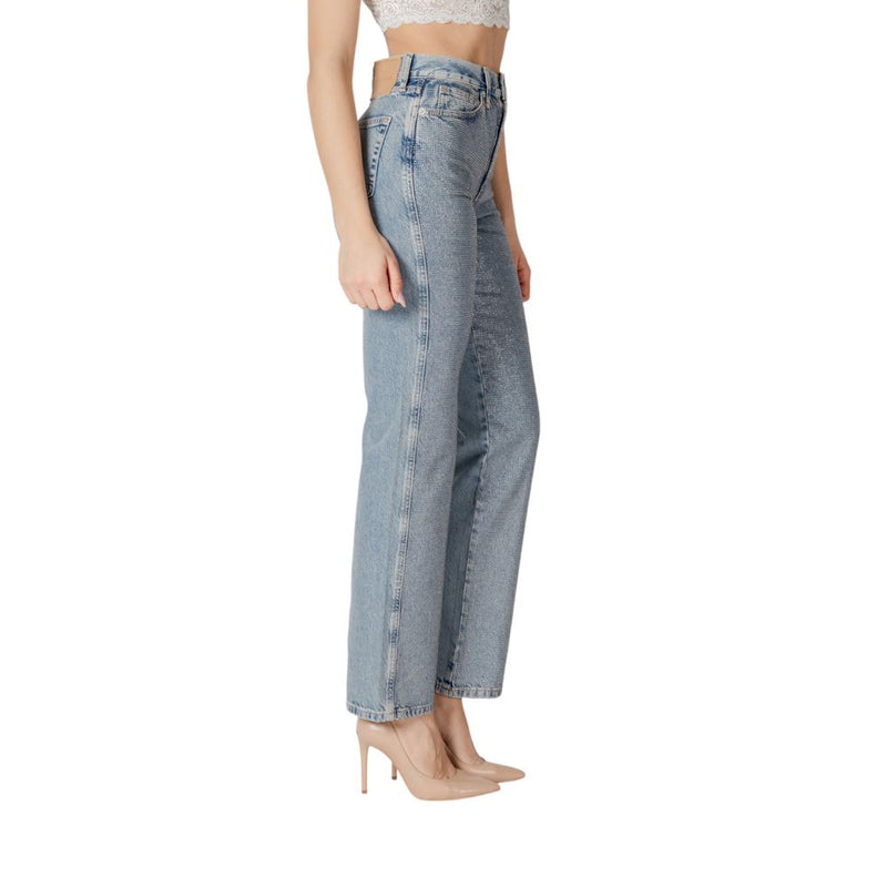 Only Onlhollywood-Riley Crys Hw S Red Dnm Cro Mom Jeans - Blue