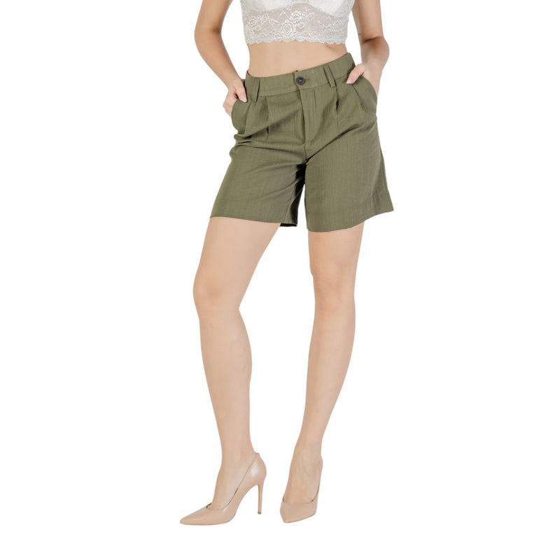 Only Green Viscose Bermuda Shorts for Women