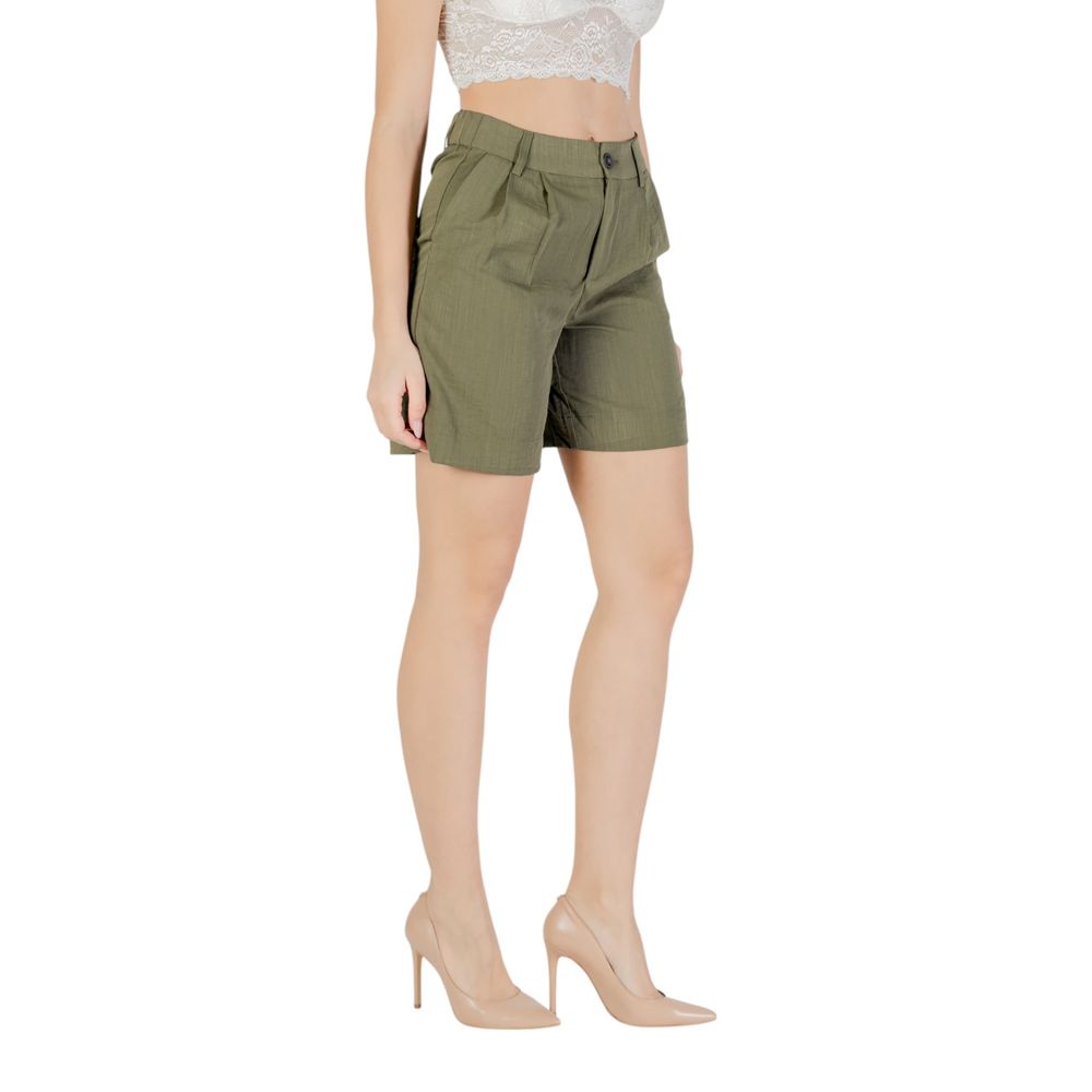 Only Green Viscose Bermuda Shorts for Women