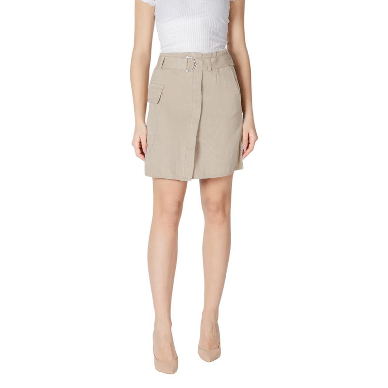 Vila Clothes Vitilo Hw Belt Mini Skirt Beige en Coton
