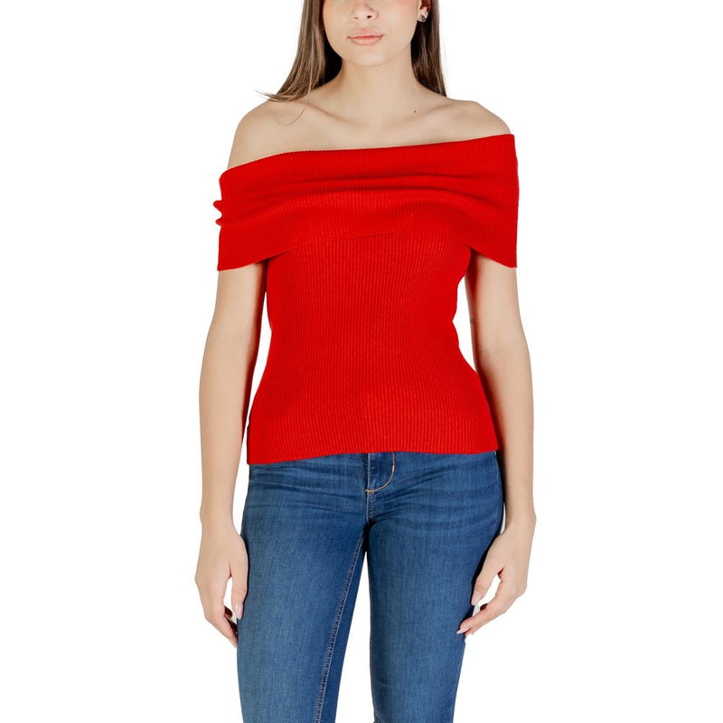 Only Onlelectra Life Off Shoulder Sweater - Chic Red Top