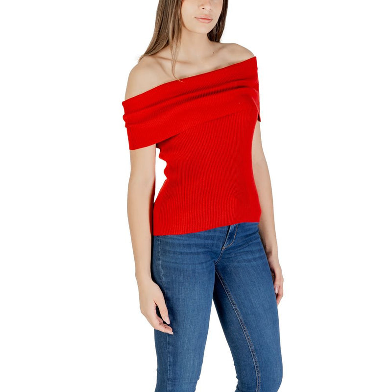 Only Onlelectra Life Off Shoulder Sweater - Chic Red Top