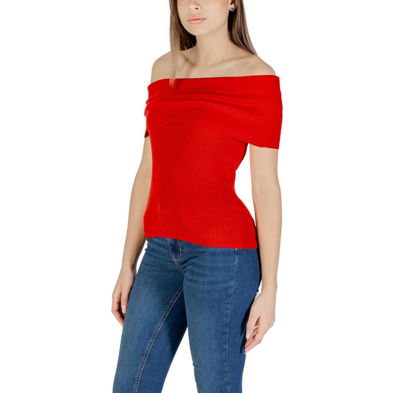 Only Onlelectra Life Off Shoulder Sweater - Chic Red Top