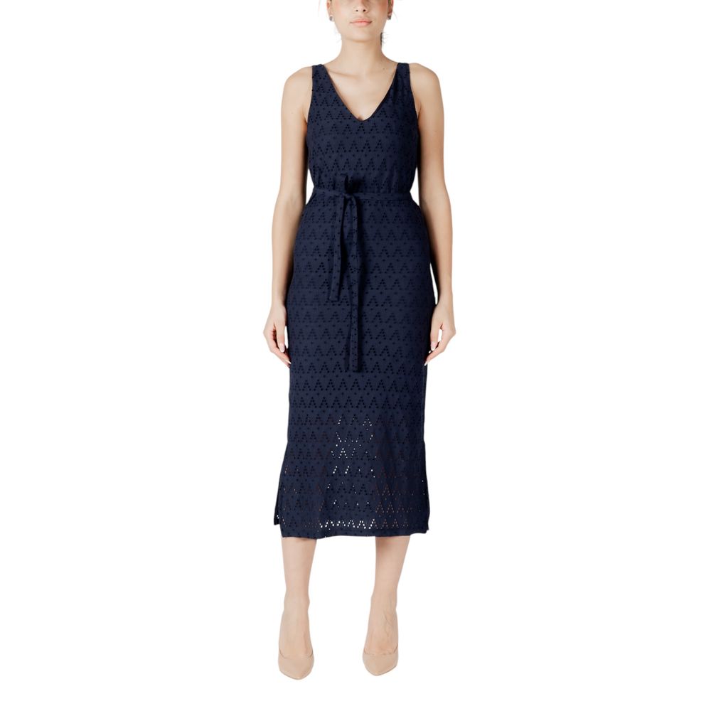 Vila Clothes Viamalina Robe Midi Bleue en Polyester Recyclé