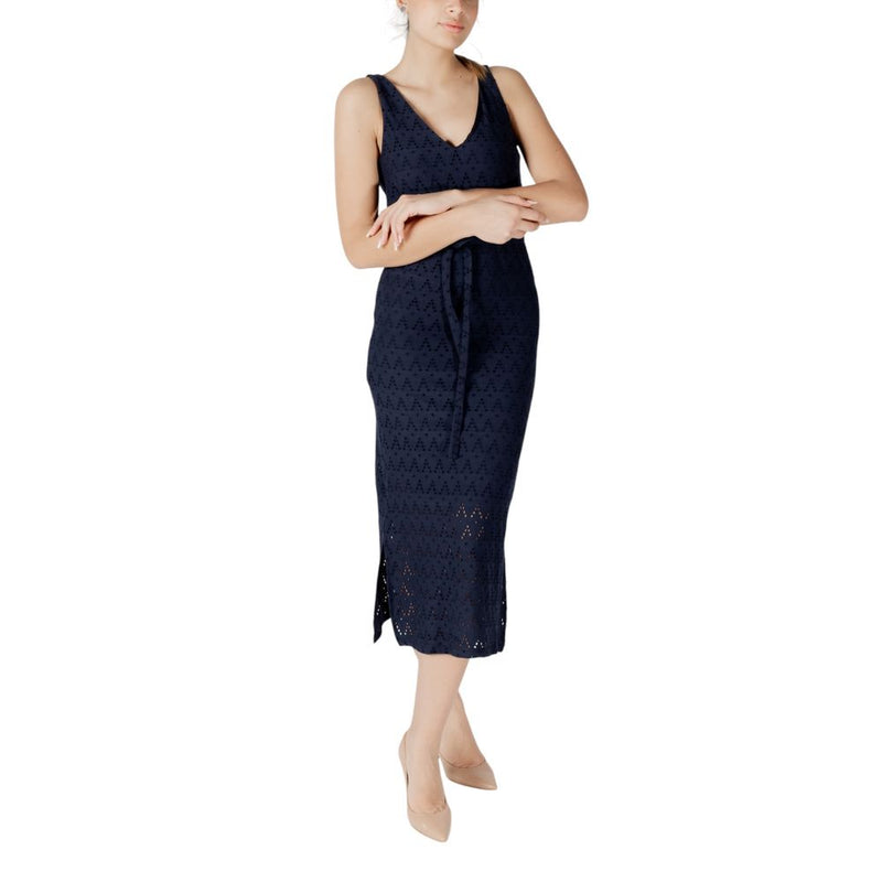 Vila Clothes Viamalina Blue Midi Dress - Sustainable Fashion